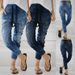 Cross-border Wish Loose Plus-size Elastic Waist Jeans Tapered Lantern Pants For Women_mkmklike.com