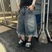 Men's Summer High Street Style Distressed Mud-Dyed Fringed Denim Capri Shorts American Street Style_mkmklike.com
