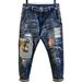 Men's Retro Patchwork Jeans – Distressed Loose Fit Denim Pants With Bear & Random Patches | Edgy Streetwear Style_mkmklike.com
