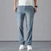 High End Ice Silk Ultra-thin Jeans For Men's Casual Loose Straight Leg Men's Plus Size Tencel Wide Leg Pants_mkmklike.com