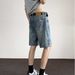 Retro Splatter Denim Shorts For Men Loose Fit Casual Cool Five Point Pants Trendy Brand Summer Wear For Teenagers_mkmklike.com
