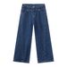 Men's Clothing Denim | Retro Washed Front And Back Split Straight Jeans Men's Trendy Brand Loose Wide Leg Trousers_mkmklike.com