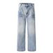 Men's Light Blue Heavy Washed Jeans – Loose Slim Straight Fit, American High Street Style_mkmklike.com