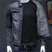 Loom Vintage Denim Motorcycle Jacket For Men, European And American Style, Turn-down Collar, Casual Feel, High-end_mkmklike.com