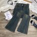 High-Waisted Flared Jeans For Women - Cement Gray Stretch Denim, Fleece-Lined Winter Bell Bottoms With Double Button Closure_mkmklike.com