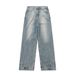 Reverse-Wear Pocket Denim Men's High Street Fashion Design Sense Niche Straight Loose Wide-Leg Pants_mkmklike.com
