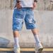 Men's Summer Shorts Stylish Casual Denim Mid-Length Tight Fit Cotton Stretch-Free Washed Streetwear_mkmklike.com