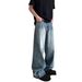 Vintage Washed Denim Jeans For Men - Straight Leg With Slight Flare, Cleanfit High Street Style, Comfortable Cotton Fabric, Blue (Sizes S-3xl)_mkmklike.com