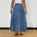 Plus Size A-Line Denim Skirt With Layered Hem - High Waist Summer Casual Skirt For Women, Streetwear Staple In Light Blue_mkmklike.com