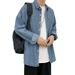 Harajuku Style Men's Denim Shirt Long Sleeve Hong Kong Style Casual Loose Spring And Autumn Shirt Men's Top Trendy Coat_mkmklike.com
