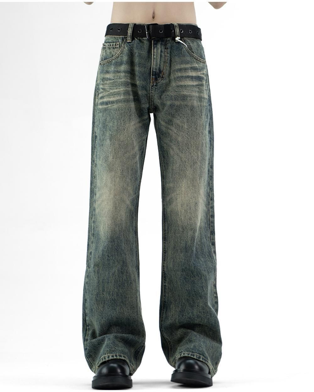 Vintage Blue High Street Straight Leg Bootcut Jeans For Men & Women – Classic Retro Denim Pants With Slim Fit Design_mkmklike.com