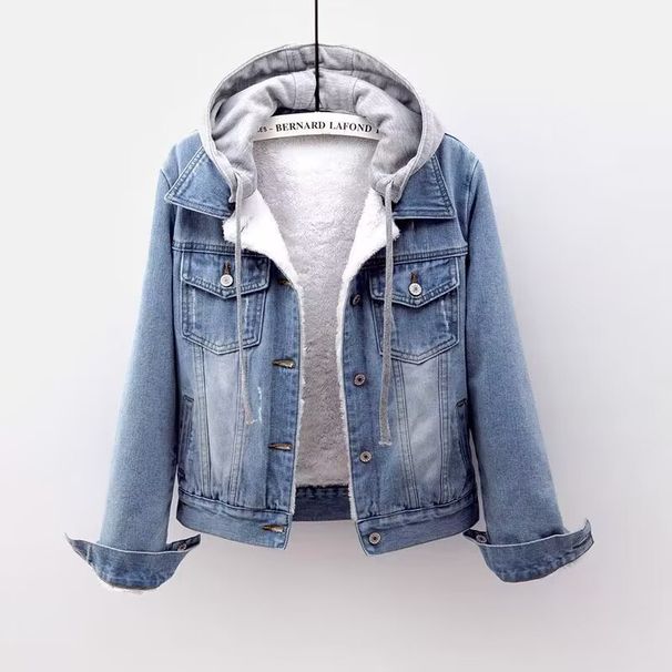 Korean Style Slim Fit Short Denim Jacket Women's Long Sleeve Hooded Coat Spring Autumn New Arrival Student Top Fashionable Casual_mkmklike.com