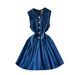 Women's Clothing Sleeveless Vest Denim Skirt Waist Slimming Heavy Beaded Single Breasted Pleated Dress_mkmklike.com