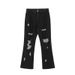 Black High Street Fog Personality Letter Embroidered Jeans Men Ins European And American Hip Hop Hole Slightly Pull Loose Trousers Tide_mkmklike.com