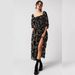 Women's Clothing new style open back ruffled square neck printed five-point sleeve dress_mkmklike.com