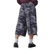 Women's Cargo Denim Capri Pants, Military Camo Print Straight Leg Cropped Jeans With Multiple Pockets, Retro American Style Casual Trousers_mkmklike.com