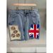 "Distressed Denim Shorts With Union Jack Patch - Vintage Inspired High Waisted Casual Summer Shorts For Women (5-Piece Set, Blue/Gray, Sizes 33-38)"_mkmklike.com