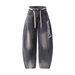 American Retro Style Hot Girl Splatter-print Denim Jeans For Women, New Summer High-waisted Loose Slimming Straight_mkmklike.com