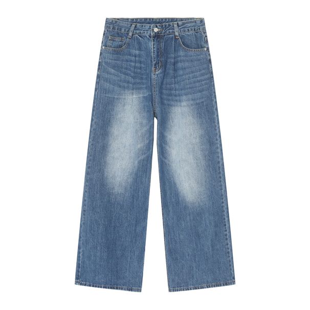 EF Denim | New Product, Blue Hong Kong Style Retro Trend Straight Loose Casual Pants Jeans For Men And Women_mkmklike.com