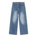 EF Denim | New Product, Blue Hong Kong Style Retro Trend Straight Loose Casual Pants Jeans For Men And Women_mkmklike.com