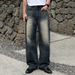 Vintage Washed Blue Straight Leg Jeans For Men – Korean Style Denim Pants For Summer_mkmklike.com