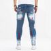 HME Men's Slim Fit Skinny Jeans Casual High Street Splatter Print European American Style for Cross Border TEMU TIKTOK_mkmklike.com