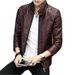 Men's Clothing Autumn and Winter Men's PU Leather Jacket Men's Thin Casual Men's Jacket Stand Collar Slim Leather Jacket Youth_mkmklike.com