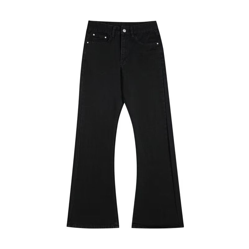 Unisex Cross Border American High Street Style Edgy Sleek Curved Jeans mid Waist Straight Leg Slightly Flared Slimming Blue Casual Long Pants_mkmklike.com
