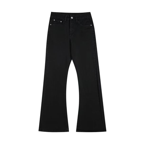 Unisex Cross Border American High Street Style Edgy Sleek Curved Jeans mid Waist Straight Leg Slightly Flared Slimming Blue Casual Long Pants_mkmklike.com