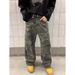 Men's Camo Cargo Jeans – Relaxed Straight-Leg Military Pants (Mid-Rise, Zip Fly, Lightweight For Spring)_mkmklike.com