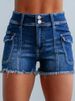 K Women's Fashion New High Waisted Elastic Tassel Denim Shorts_mkmklike.com