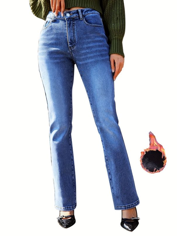 Pre-sale-35615# Cross-border Foreign Trade Women's Clothing European And American Style Fleece-lined Slim Straight_mkmklike.com
