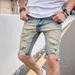 Retro Men's Clothing Slim Fit Skinny Jeans Trendy Distressed Five Point Denim High Waisted Blue Wash_mkmklike.com