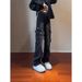 Pants Men's Pockets Tooling Jeans Men's Loose Straight High Street American Scimitar Pants_mkmklike.com