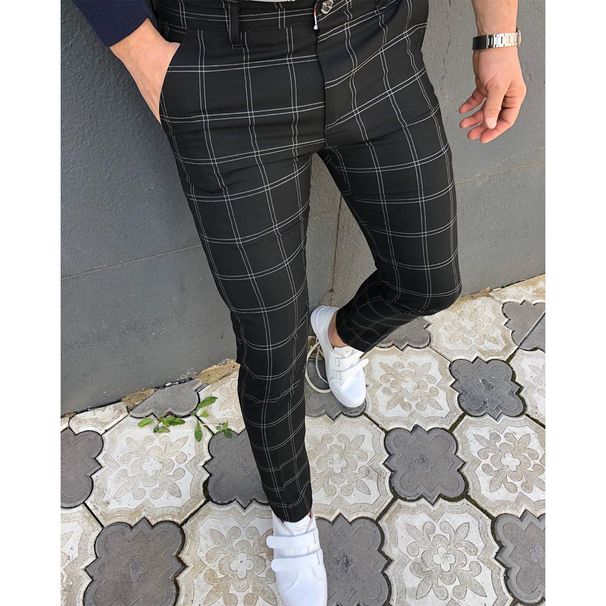 Men's Two Stripes Check Print Lounge Pants_mkmklike.com