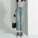 New Style Straight-leg Jeans For Women From Guangzhou, Popular High-waisted Loose-fitting Slimming Light-colored Cropped_mkmklike.com