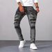 Men's Clothing Silver Grey Men's Stretchy Slim Fit Jeans Multi Craftsmanship Design Stylish Trousers_mkmklike.com