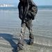 Men's Black Distressed Washed Denim Flared Jeans High Street Style Vibe Cool And Edgy Fashion for Men_mkmklike.com