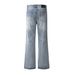 Men's Clothing Retro Jeans Blue Slim Slightly Flared Loose Vintage Wash Blue High-Waisted Flared Jeans Streetwear Loose Fit Denim Pants_mkmklike.com