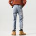 Trendy High-Street Distressed Embroidered Skinny Jeans With Color-Block Pocket Design - Slim Fit Stretch Denim Pants For Men & Women_mkmklike.com