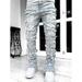 Fashion Jeans Men's New Stretch Patch Laminated Straight Pants_mkmklike.com