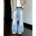 Men's Clothing Unisex Distressed High-Waisted Wide-Leg Jeans | Streetwear Baggy Denim Pants | Vintage Washed & Ripped Straight Cut For Men & Women_mkmklike.com