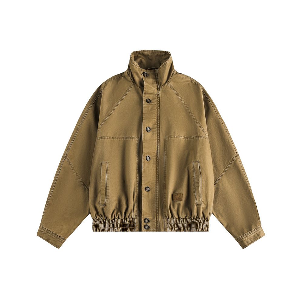 European And American High Street Stand Collar Patchwork Workwear Jacket Trendy Brand Loose New Versatile Men's Top_mkmklike.com