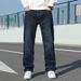 Large Size Men's Clothing Large Straight Cotton Jeans Men's Spring And Autumn Loose American Style Jeans Men's Long Tube Wide Feet Pants Men_mkmklike.com