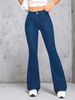 Women's Clothing Stretch Flared Jeans - Slim Fit Bootcut Denim Pants With Medium Waist (Dark Blue, S-XXL)_mkmklike.com