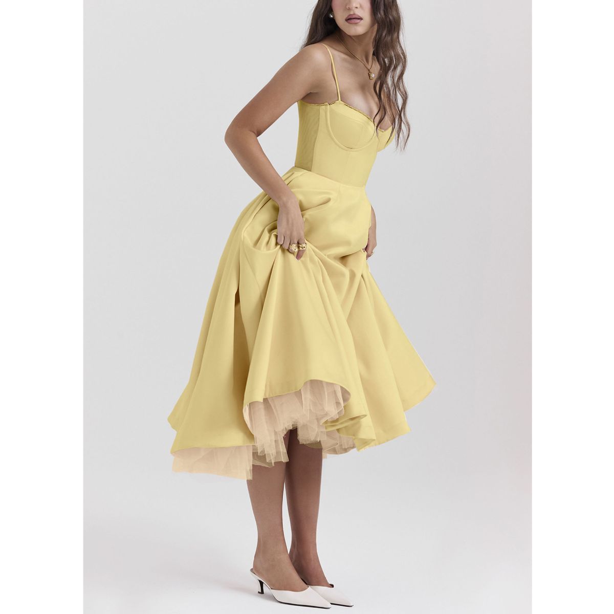 Women's clothing new suspender V neck sleeveless dress tutu long skirt_mkmklike.com