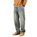 Nordmann American Style Casual Yellow Mud-Dyed Jeans For Men, Straight Loose Fit, Trendy Brand Long Pants, Autumn Retro Draped_mkmklike.com