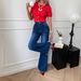 Women's Clothing Flared Jeans – High Waist Bootcut Denim Pants With Stretch, Slimming Dark Blue Wide Leg Trousers For Work & Casual_mkmklike.com