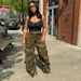 Distressed Camo Cargo Pants For Women | Oversized Streetwear Jeans With Multi-Pockets | Washed-Out Military Style (Camo/Grey, S-XXL)_mkmklike.com