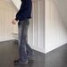 Men's Clothing New Style Flat Replacement Flared Jeans High Street Distressed Cleanfit Casual Trousers_mkmklike.com